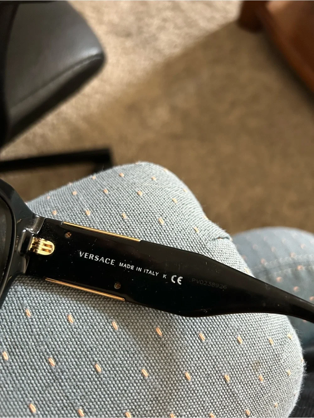 Versace Black and Gold Sunglasses Temple Arm